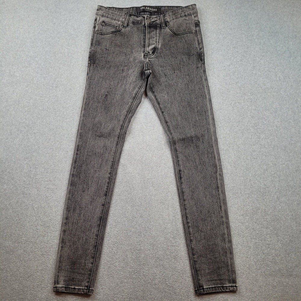 Valabasas Jeans Mens 30x31 Grey Slim Skinny Fit Button Fly Stretch Denim